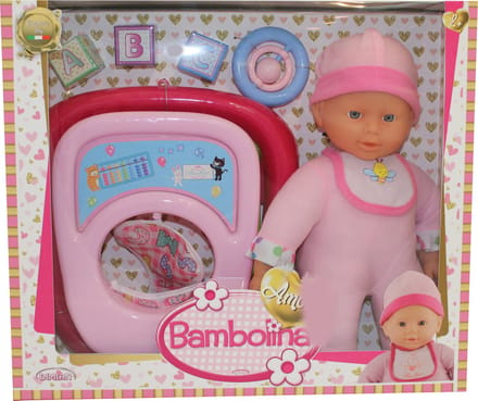 Pop babypop met loopstoeltje en acc - Amore - 30 cm.