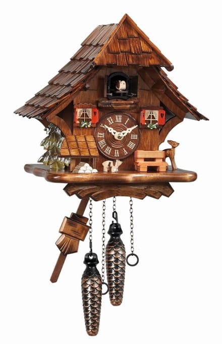 Engstler - 492_Q - Koekoeksklok - Kwarts - Notenhout - 27 cm