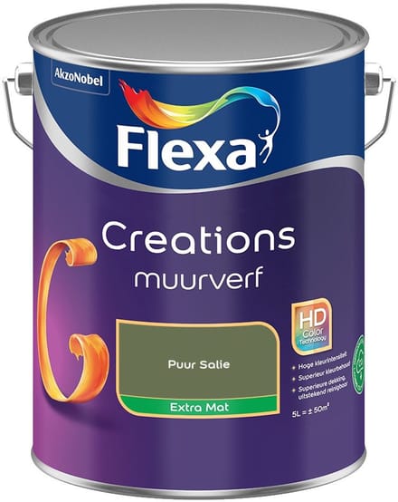 Flexa - Creations Muurverf Extra Mat - Puur Salie - Mengverf - 5 L