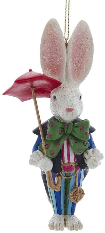 Kurt S. Adler - White Rabbit Kersthanger 13,3 Cm - polyresin