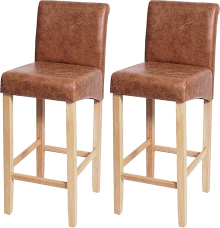 Set van 2 barkrukken MCW-C33, barkruk barkruk, hout ~ imitatiesuède, lichtgekleurde poten, stof/textiel
