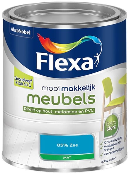 Flexa - Mooi Makkelijk Meubels Mat - 85% Zee - Mengverf - 750 Ml