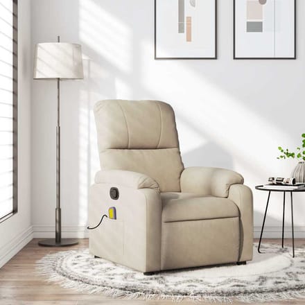 vidaXL - Massagestoel - microvezelstof - crèmekleurig