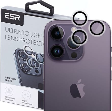 ESR Camera Lens Protector Geschikt voor Apple iPhone 15 Pro / 15 Pro Max | Glas | Case Friendly | met Applicator | Zwart