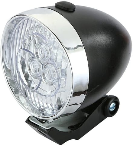 Retro LED Fietslamp Voorzijde - Zwart - 3x LED