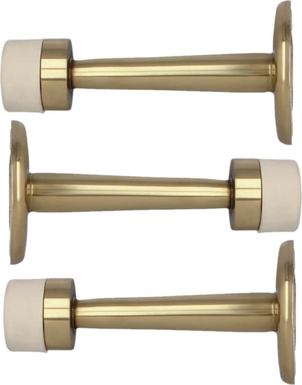 AMIG Deurstopper/deurbuffer - 3x - 75mm - muurbevestiging - gepolijst messing