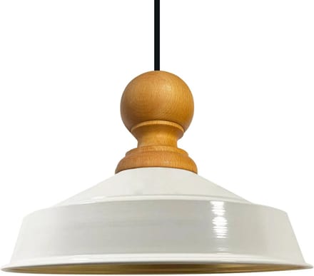 Bamyum Asletl Industriële Hanglamp Van Hout, Wit Metalen Lamp