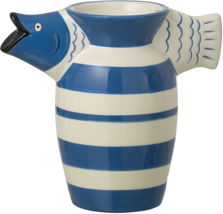 J-Line vaas Vis Gestreept Dolomiet - keramiek - blauw/wit