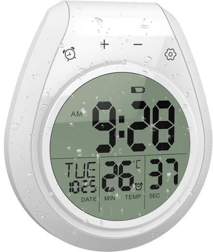 Digitale Kookwekker - Kookwekker - Waterdichte Douchetimer - Touchscreen Lcd Display Met Temperatuur - Met Zuignap/Ophanggat - Wit