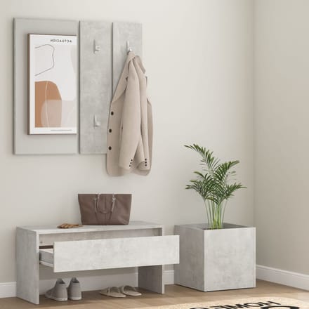 vidaXL - Garderobe - set - bewerkt - hout - betongrijs