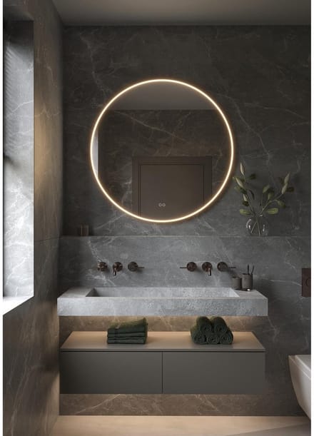 HIPP Design Phantom Ronde LED spiegel - Brons Frame 100 cm - Directe LED in Frame Rand - Indirecte LED Rondom - Spiegelverwarming - Kleurenwissel - Touch Dimmer
