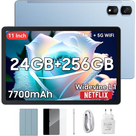 Tablette Blackview Tab 16 Pro reconditionnée Android 14 24 Go RAM 256 Go ROM Tablette de jeu grand écran 11 pouces 8+256 bleu
