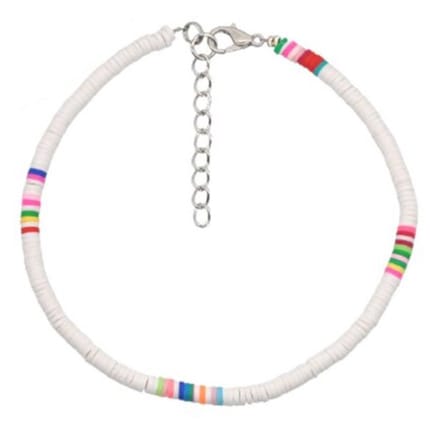 Vrolijke Enkelband met 4mm Kralen - Wit