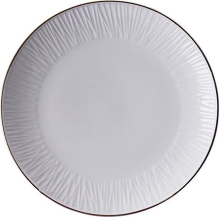 Tokyo Design White Lines Bord 27 cm - Set van drie borden wit met gouden randje