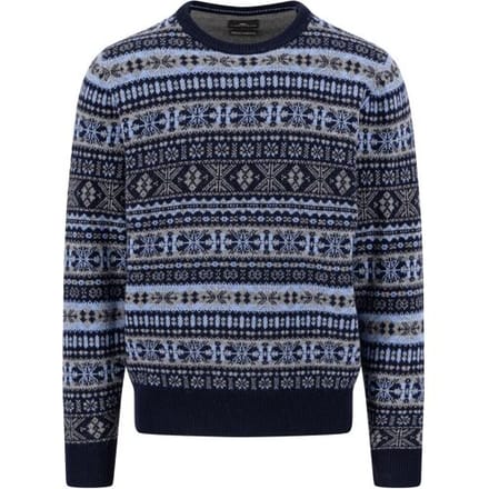 Fynch-Hatton Trui O-Neck Jacquard Lambswool Navy / male