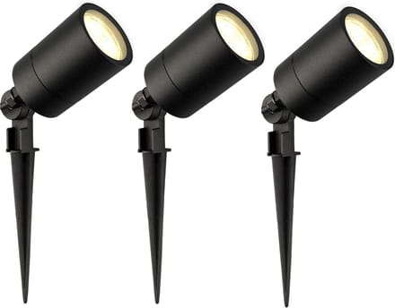 Ledvion - 3X LED Prikspots - 2700K - Zwart - 5W - IP65