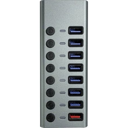 Maxtrack CH11L CH11L USB-hub 8 poorten USB-A USB 3.0 5 GBit/s Individueel schakelbaar Zilver-grijs