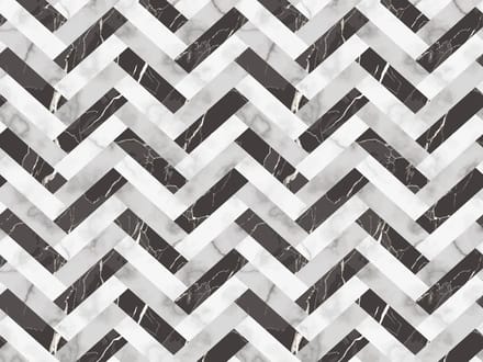 Vinyl | Vloerkleed vinyl | Marmer visgraat - zwart/wit | 90x120 cm