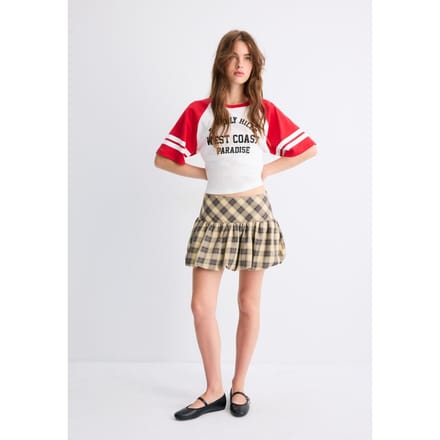 Stradivarius T-shirt met grafische print en raglanmouwen  Rood S