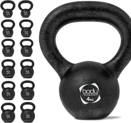 Kettlebell van gietijzer - zwart - 4 kg - ant-rolbodem