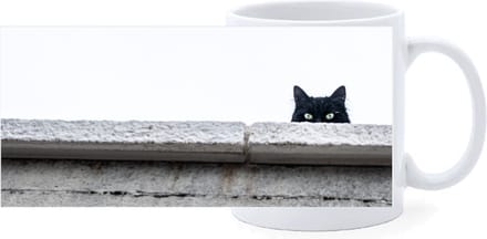 Beker - Zwarte Kat achter rand