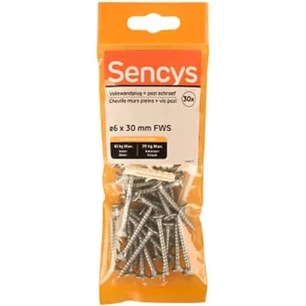 Sencys Plug Nylon - Diam. 6x30mm - 30 Stuks