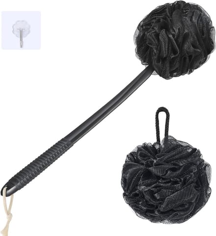 Douchespons met 42 cm Antislip Handgreep – Set Badspons en Peeling Spons voor Zachte Reiniging