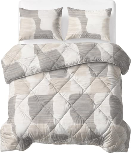Sleeptime® 2 in 1 Dekbed zonder Overtrek Checkered - Wasbaar Dekbed - 200x220 - Beige/Grijs