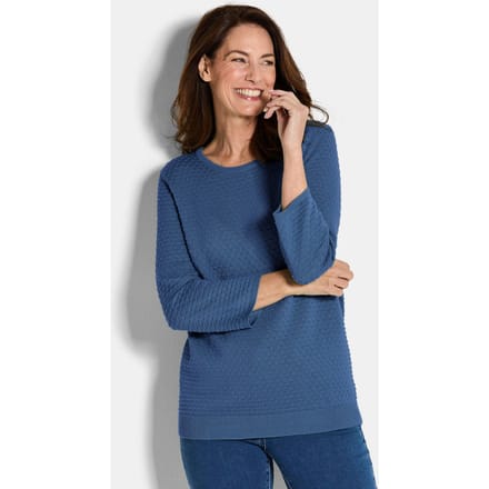 Tricot pullover met stippenmotief - koningsblauw - Gr. 19 van Goldner Fashion