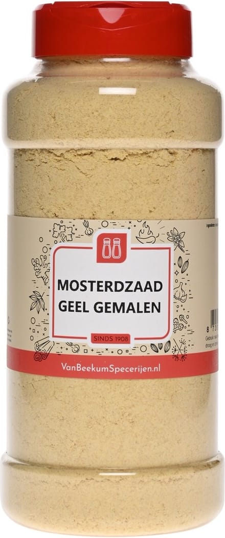 Van Beekum Specerijen - Mosterdzaad Geel Gemalen - Strooibus 420 Gram