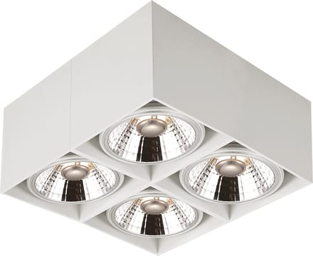 BOX-4L vierkant wit incl. 4x AR111 12,4W 2700K