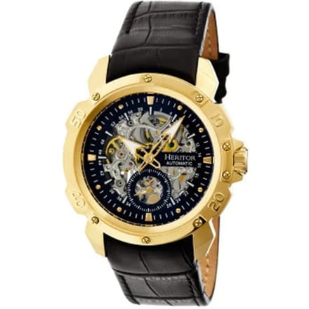 Heritor automatisch Conrad skelet horloge met leren band