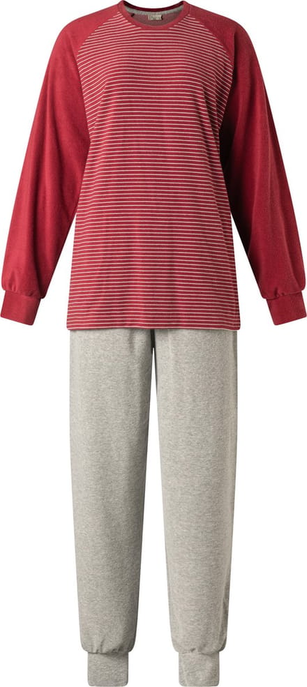 Lunatex - warme dames pyjama badstof 124204 - rood - maat S