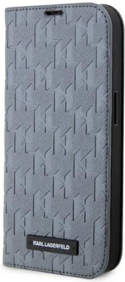Karl Lagerfeld Saffiano Monogram Book Case - Geschikt voor Apple iPhone 14 Pro Max (6.7") - Grijs