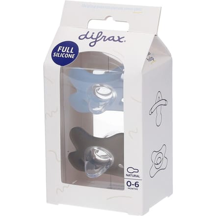 Difrax Fopspeen - Natural - 0/6 maanden - Siliconen - Ice/Clay - 2 Stuks