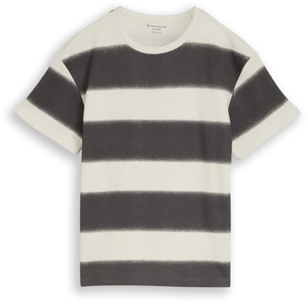 Tom Tailor - Oversized T-shirt met wafelstructuur - Maat 176 - grey off white sprayed stripe