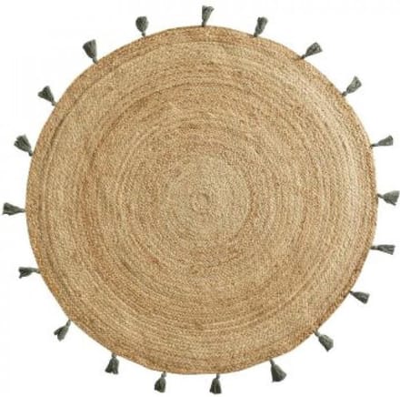 Rond Jute Vloerkleed – Kaki/Naturel – Ø120 cm – Bohemian