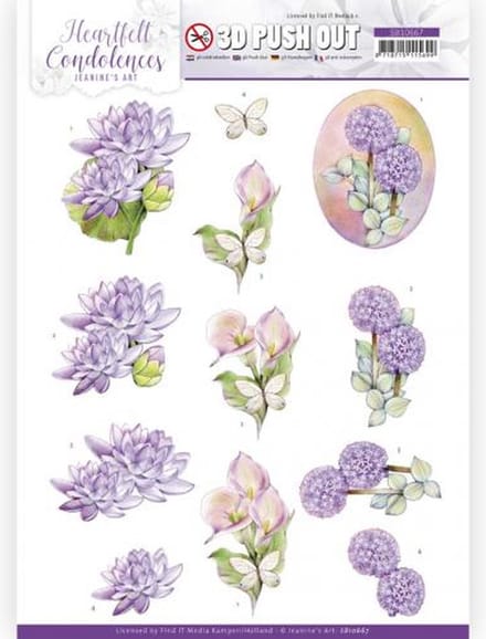 3D Push Out - Jeanine's Art - Heartfelt Condolences - Purple Flowers