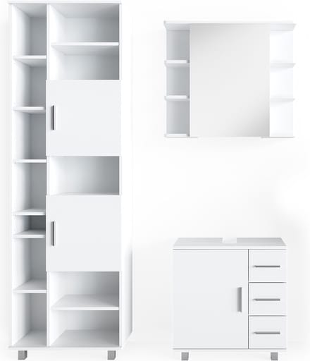 Vicco Badkamermeubel set Ilias, Wit, 3-delig