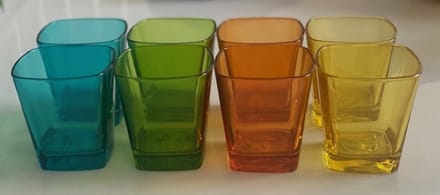 Pasabahçe waterglazen in 4 verschillende kleuren - 8 stuks