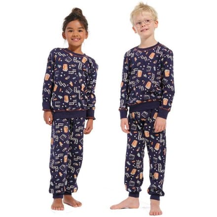 Pastunette Warme uniseks kinderpyjama popcorn Robin Blauw jongen 128