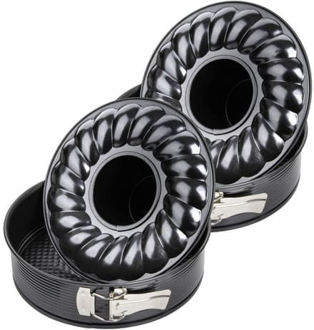 Set van 2 Bakvormen voor taart en savarin met dubbele bodem 28 cm Zenker Black Metallic