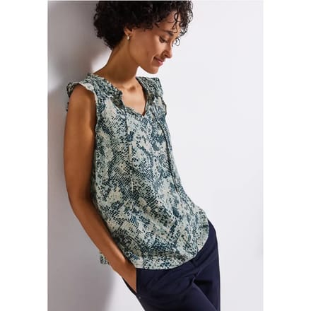Blousetop met print en ruches