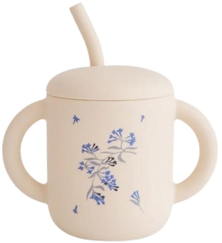 Mushie Oefenbeker Met Rietje - Lilac Flowers