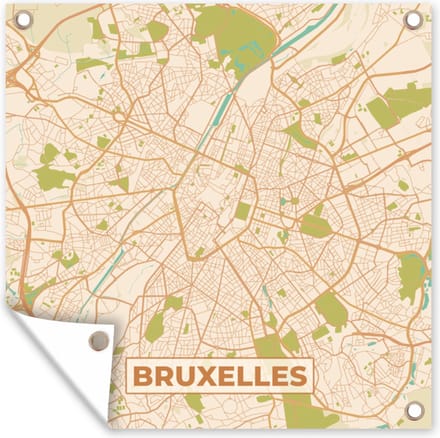 Tuindoek Kaart - Brussel - Brussel - Plattegrond - Stadskaart - 100x100 cm