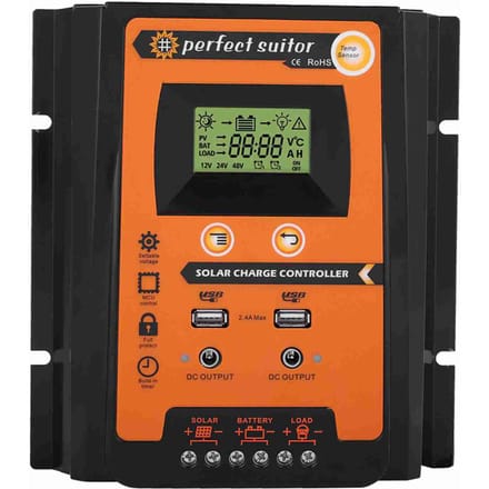 12V 24V 50A PWM&MPPT Korte Versie Zonne Laadregelaar Zonnepaneel Batterij Regulator Dubbele USB LCD Display wit