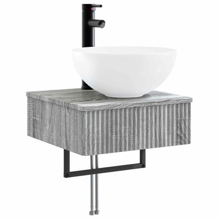 vidaXL - Wandgemonteerde - wastafel - Grijs - Sonoma - 40 - x - 41 - x - 40,5 - cm