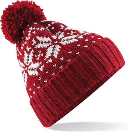 Beechfield 'Fair Isle Snowstar® Beanie' Rood/Wit