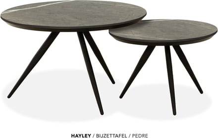 Maxfurn - Set van 2 ronde salontafels met verjongde rand | kleur: Pedra