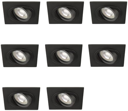 Lybardo - Inbouwspots - 8-pack - Spotjes Inbouw - Vienna - Kantelbaar - Vierkant